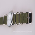 army green nylon strap quartz watch for men